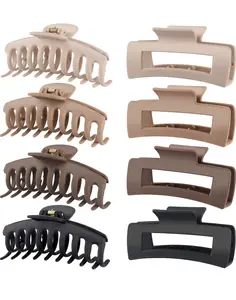 Hair Clips for Women 4.3 Inch Large Hair Claw Clips for Women Thin Thick Curly Hair, Big Matte Banana Clips,Strong Hold jaw clips,Neutral Colors