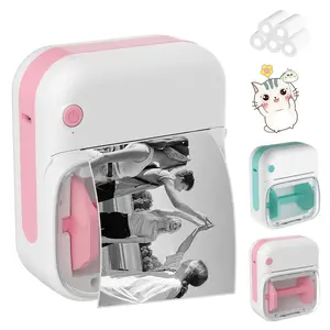 Inkless Sticker Printer Portable Mini Printer Bluetooth Mini Printer Label Printer Photo Printer Perfect for Kids Diaries Charts Receipts Study Work DIY Photos Suitable for School Home Office Ideal Christmas Birthday Gift