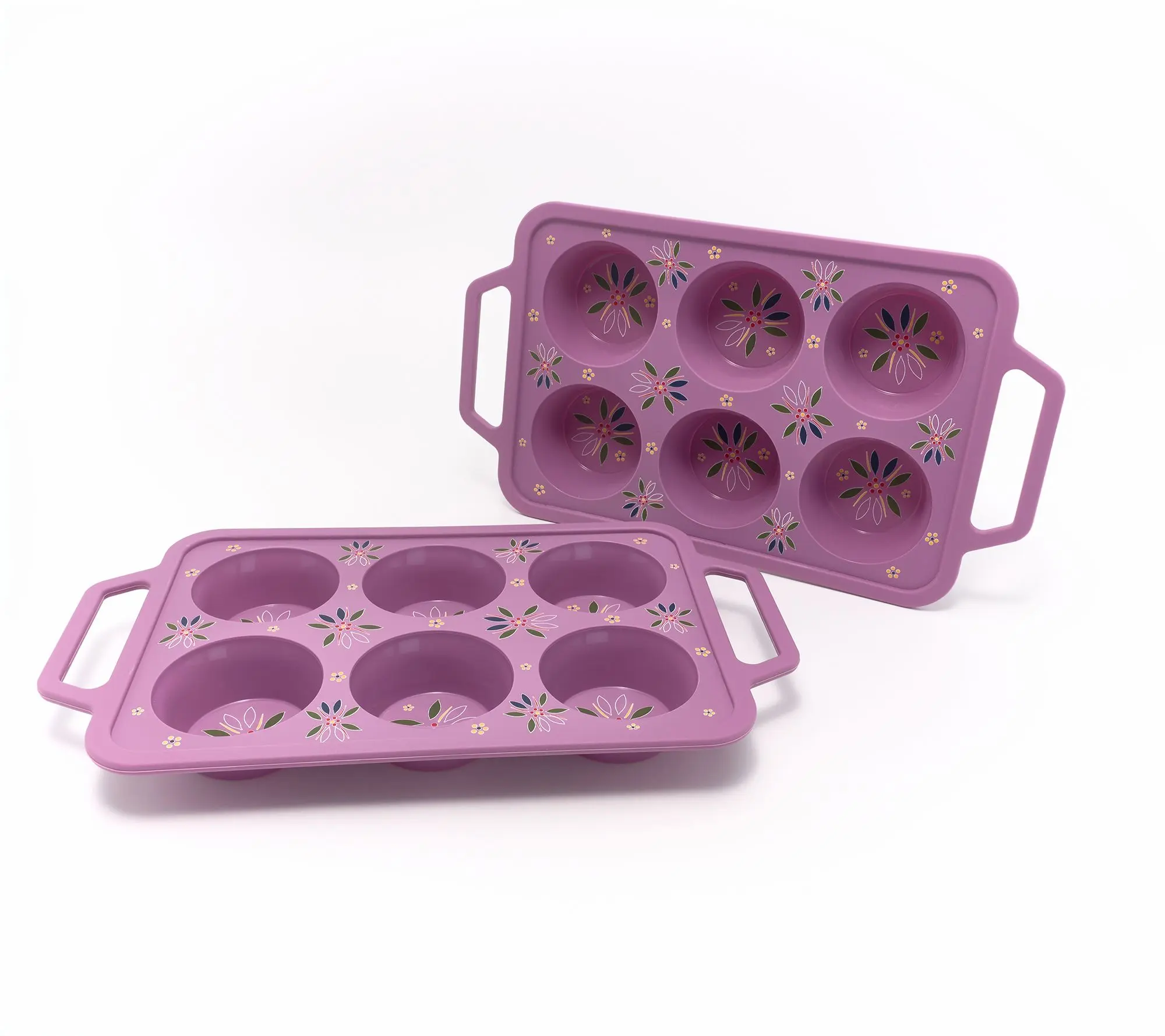 Temp-tations Set of (2) 6-cup Silicone Muffin Pans Temp-tations Set of (2) 6-cup Silicone Muffin Pans