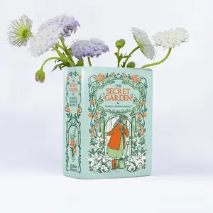 The Secret Garden Ceramic Book Vase, Vintage Book Vase Decor, Ceramic Decor, Book Shaped Flower Vase, Bookish Gift, Home Decoration