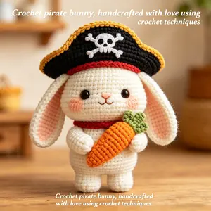 Cute Bunny Doll Crochet Kit for Beginners, Adult DIY Crochet Set with Pdf Tutorial, Perfect Gift for Christmas and Valentine's Day
