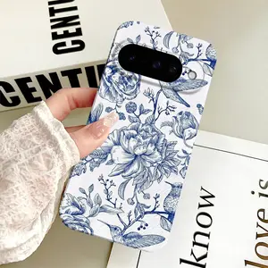 Blue - and - White Porcelain Style Elegant Case for Google Pixel 7 8 9 10 Pro 5G Shockproof Precision - Hole Film Case New
