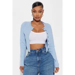 Sweet Sensation Cropped Cardigan - Blue