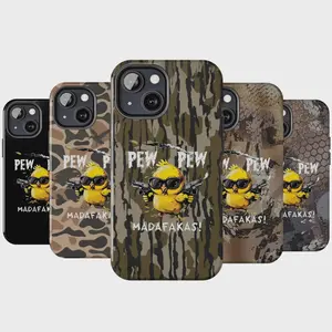 Funny Duck Hunting Phone Case – Yellow Pew Pew Meme Camo Cover Suitable for iPhone 17-11 Pro Max/Plus and  Samsung Galaxy S23-25
