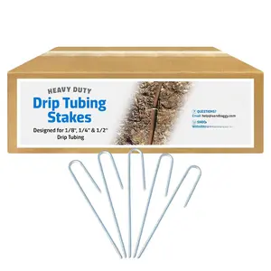 200-Pack DRIP TUBING Stakes Landscape Staples | 5 inch Length - 11 Gauge Heavy Duty | Drip Anchors | Landscape Pins | Garden Lawn Nails | Designed to Hold Drip Tubing Up to 1/2" Diameter