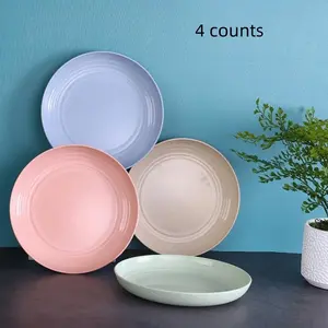 Random Color Reusable Plastic Bowl Set, 4 Counts/set Lightweight Salad Pasta Food Fruit Bowl, Dishwasher & Microwave Safe Tableware for Home Kitchen Dining Room Dormitory, Salad Serving Bowls