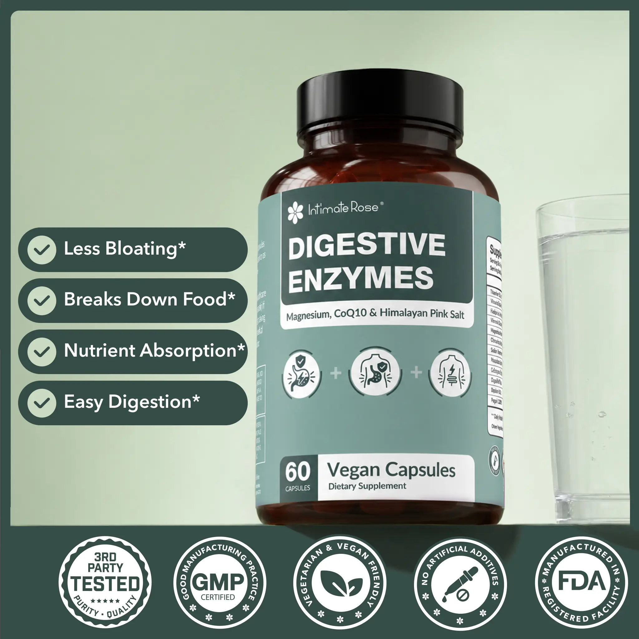 Digestive Enzymes for Women – Bloating & Mealtime Comfort Support with CoQ10, Betaine HCl & B-Vitamins for Digestion & Gut Health | 60 Vegan Capsules