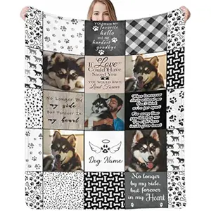 Eyesoul Made in USA,Personalized Dog Throw Blankets with Photo & Name,Custom Dog Blanket with Picture Pet Loss Sympathy Blanket Pet Memorial Dogs Cat Remembrance Gift
