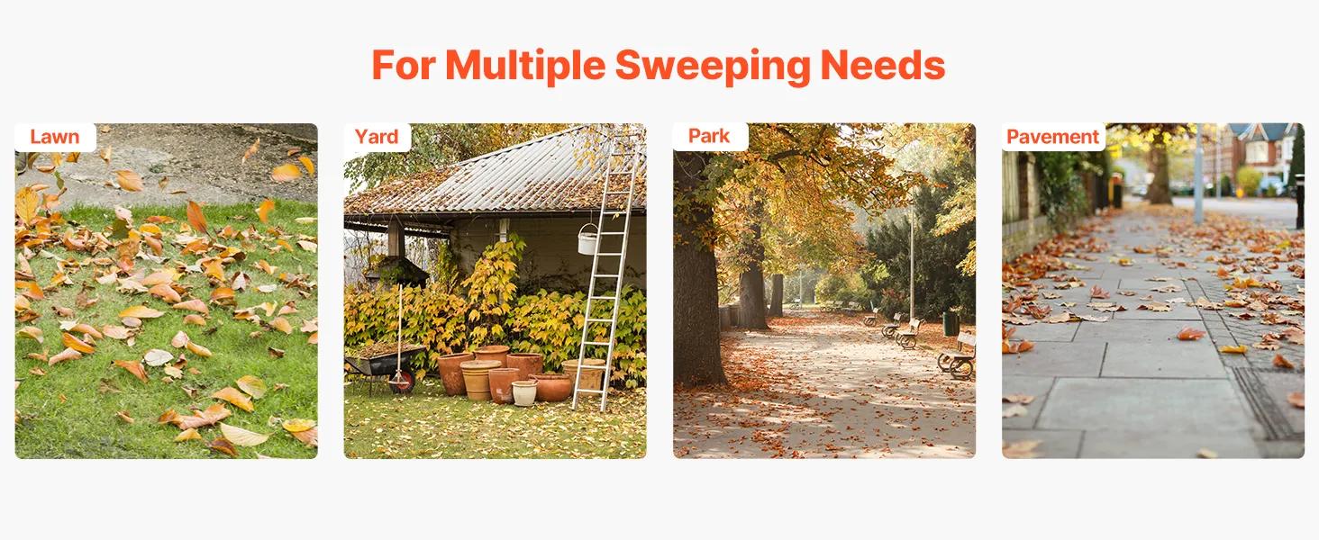 VEVOR 3 Packs Lawn Sweeper Brush Replacement, Compatible with VEVOR 26 inch Lawn & Leaf Collector Sweepers, Yard Sweeper Brush Paddle with Durable V-Shaped Bristles for Easy Grass Leaf Cleanup