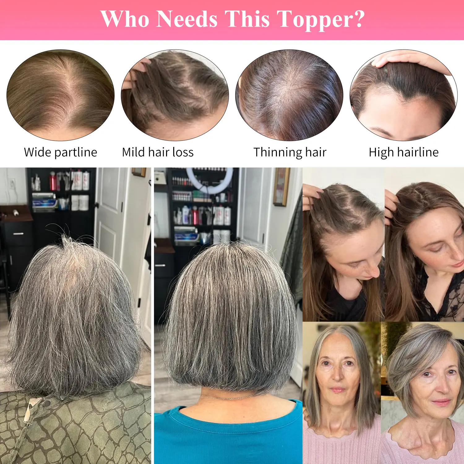 10 Inch Human Hair Topper with Swiss Lace Base 3 Clips for Thinning Hair Starting 2026 with a new hair loss solution designed for  main image 3