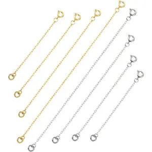 8 counts Stainless Steel Necklace Extender Chains Bracelet Extension Chain, Silver and Gold