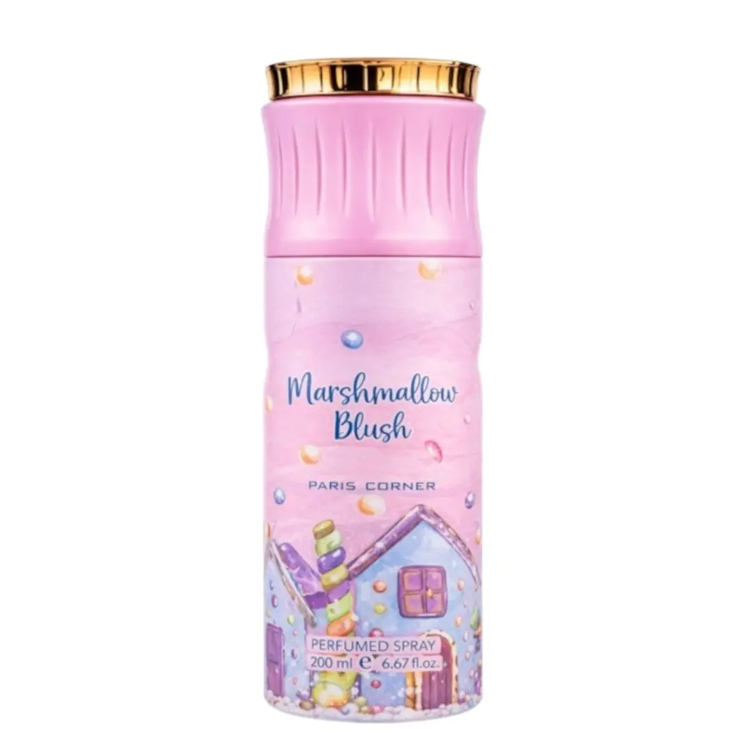 Paris Corner Marshmallow Blush Perfumed Body Spray & Deodorant, Unisex Scent with Lemon, Vanilla & Marshmallow Musk, 200ml (6.7oz), Fragrances, Scented, Strawberry, Whipped Cream, Citrus