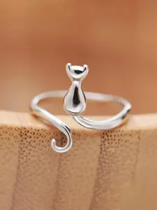Cute Cat Design Animal Feature Cuff Ring, Adjustable Rings, Copper Material, Fashion Accessories for Women & Girls, Simple Jewelry for Party, Daily Clothing Decor, All-match & Exquisite Jewelry for Engagement Wedding Anniversary Gift