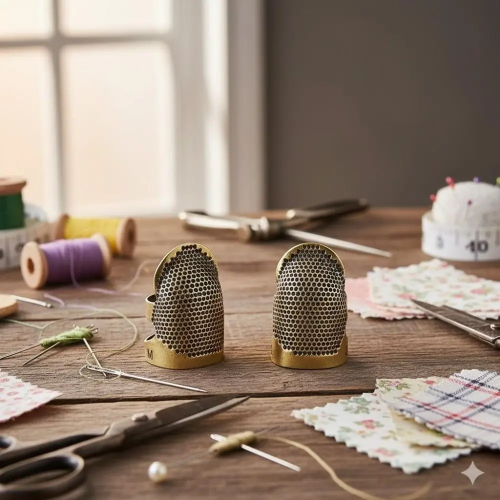 Anti-Slip Rust-Proof Thimble Set: 4-Layer Safety for Sewing, Embroidery & Crafts. Puncture-Resistant Finger Guard with Needle Case. Tailoring & Sewing Machine Accessories for DIY Enthusiasts.