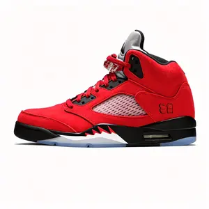 2026 New Men's Retro High-Top Casual Sneakers - Trendy Red Suede Streetwear HipHop Shoes, Non-Slip, Shock-Absorbing, Breathable Mens Athletic Shoes for Daily Walking, Outdoor Sports