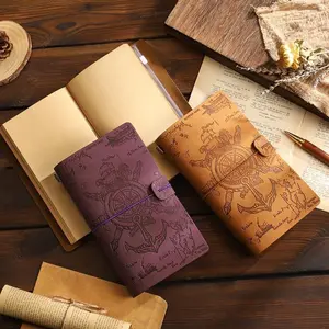 Vintage Leather Cover Notebook with PVC Card Bag & Zipper Pocket, 1/3/5 Sets Portable Travel Journal Notebook, Creative Notebook for Gift