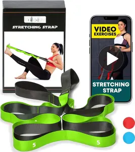 Stretching Strap with Loops - Non Elastic Stretch Band for Physical , Yoga Strap for Stretching Equipment, Stretch Bands for Exercise and Flexibility - Fascia,  &  Stretcher Belt