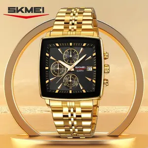 Unisex Blue Rectangle Watch with Luminous Hands Quartz Movement for Business Casual Valentine's Gift Stainless Steel Wristwatch