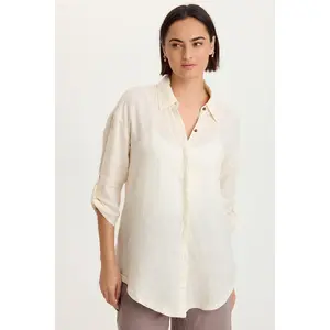 Moira Linen Hi-Lo Button-Up Top