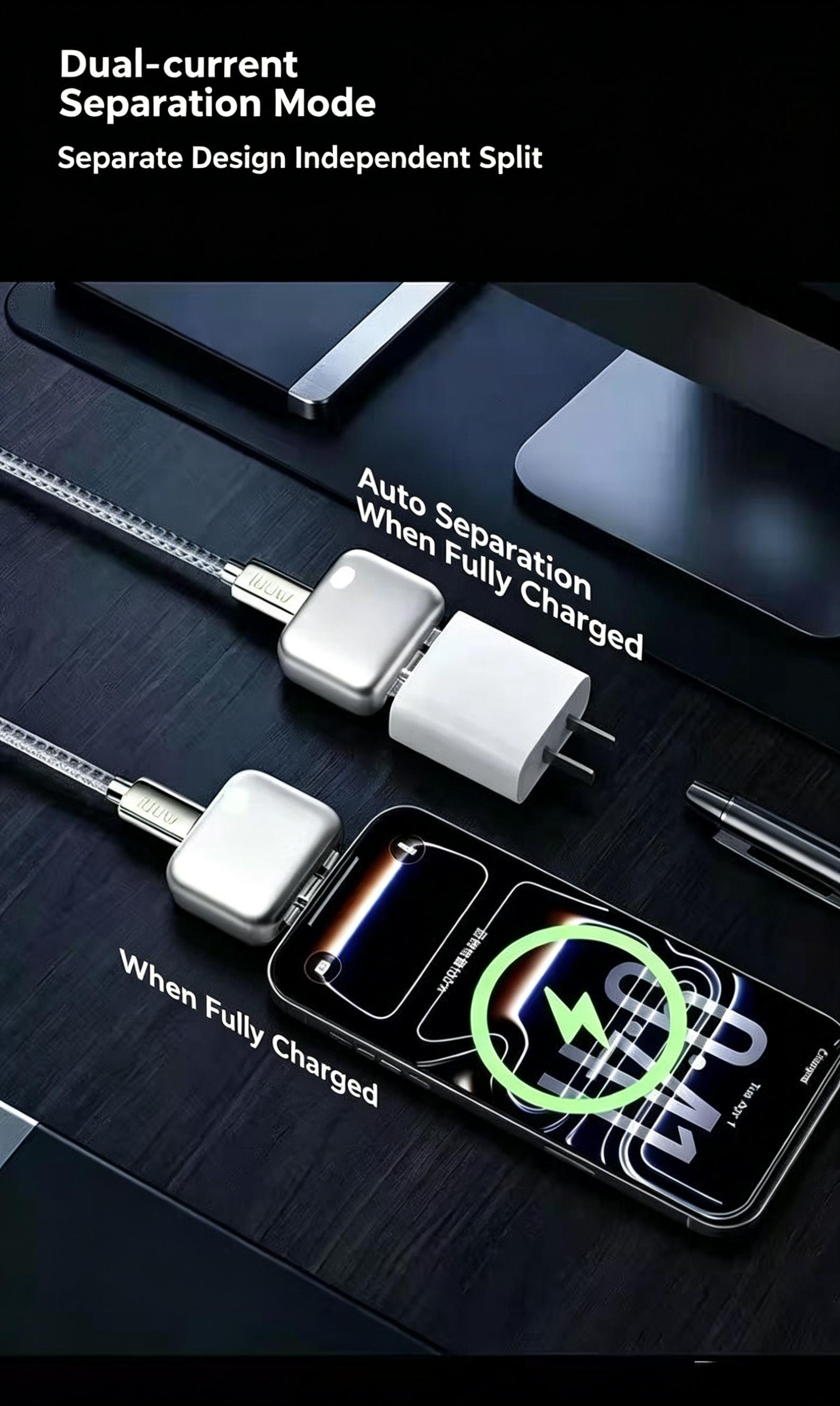 140W Portable Smart Charger Adapter Plug - AI Overcharge Protection, Dual-Mode LED, USB-C Bridge, Cellphone & Electronic Device Compatibility, Compact Travel, Single-Port USB-C Cable Compatible Charger