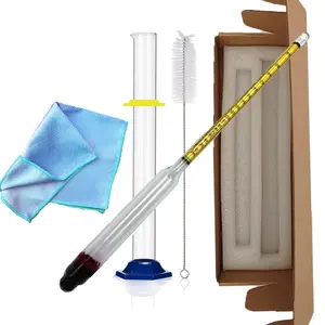 Hydrometer Meter Test Kit 0-200 Proof with Glass Test Jar, Accurate Tester & Glass Cylinder for Distilled & Moonshine  Testing Set