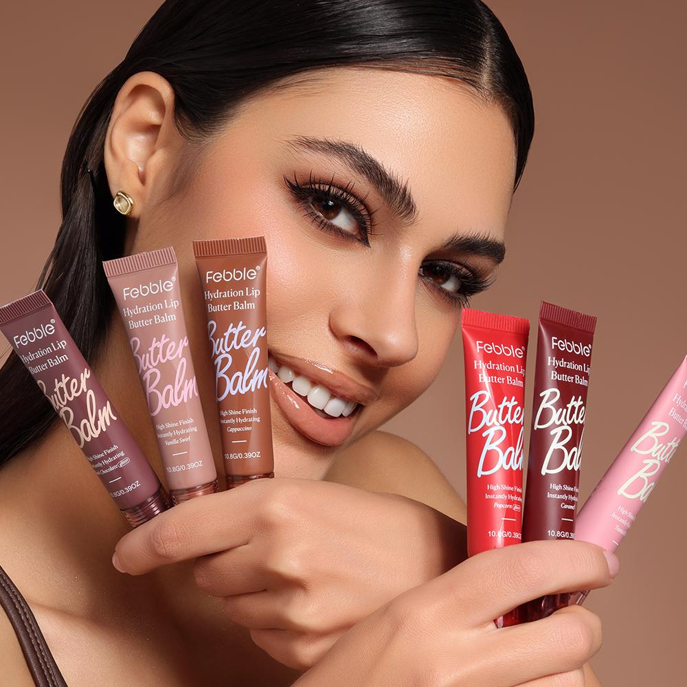 FEBBLE Squeeze Lip Butter Balm: Hydrate, Glossy, Lightweight, Moisturize & Tint with Shea Butter lip stain Moisturizing Oil Skincare Moisturizer