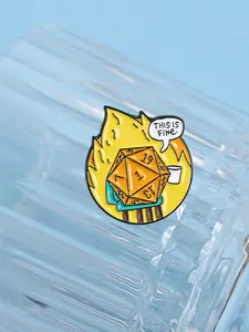 Flame Dice Enamel Brooch Game Prop, Optimistic Pin Badge Gift for Kids & Friends, Cute All-Season Accessory for Games & Events
