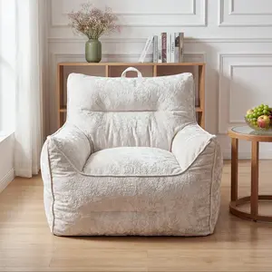 [FLASH SALE] Garvee Oversized Chenille Bean Bag Chair with Armrests & Side Pocket, High-Density Shredded Foam Filling, Ergonomic Back Support for Adults & Kids, Comfy Lazy Sofa for Living Room, Bedroom