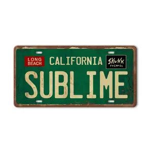 Vintage Metal Tin Sign Long Beach California Sublime Poster Grunge Hippie Room Decor Rock Band Posters Sublime Tapestry Funny Street Signs For Bedroom Wall Aesthetic 90s Bathroom Sign 12 X 6 Inch