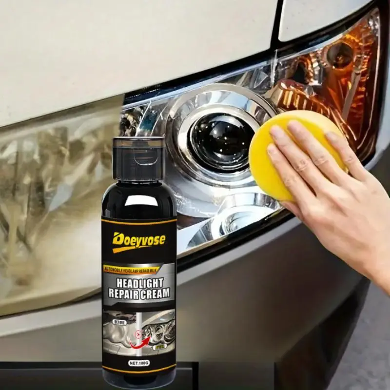 Car Headlight Repair Kit, 1 Count Headlight Polishing Agent with Sponge, Car Headlight Repair Cream, Yellowing and Oxidation, Headlight Restore Liquid, Car Light Care Product, Car Accessories, Auto Detailing Supplies, Headlight Restoration