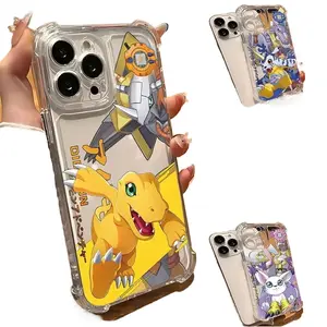 Digimon Anime Clear Anti Fall Phone Case For iPhone 12 13 14 15 16 17 Pro Max Plus Air Shockproof Protective Cover Smartphone Cellphone