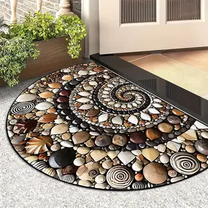 Colorful Pebble Print Welcome Mat, Soft Washable Half Round Indoor Outdoor Door Mat, Perfect for Home Entryway Decoration, Home Decorative Rug