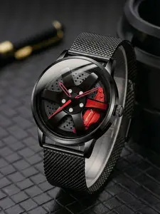Men's Shell Hollow Out HUB Dial Watch, Milanese Mesh Strap, Sport Quartz, Fashionable, Casual, Business, Student Use