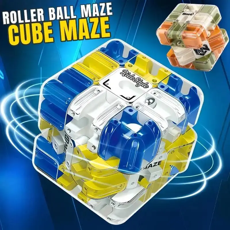 Roller Ball Cube Maze, Grand Labyrinthe 3D Puzzles Cube, Boule Labyrinthe Jouet D'entraînement Cérébral for Conscience Spatiale, Améliore La