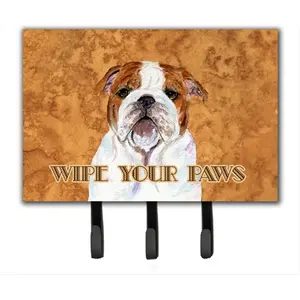212 MAIN Metal Wall Hook Hanger - 6x9 in. Wipe Paws Design, Hanging Leash & Key Holder, Hardboard Tile Compatible for Home & Room Decor