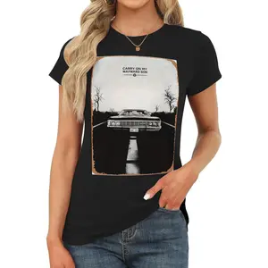 Supernatural  This oversized single-neck T-shirt is a stylish and slimming design for women