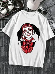 Men's Summer Clown Sport T-Shirt, Breathable Quick-Dry Knit Fabric, Elastic Round Neck Short Sleeve, Casual Workout Top