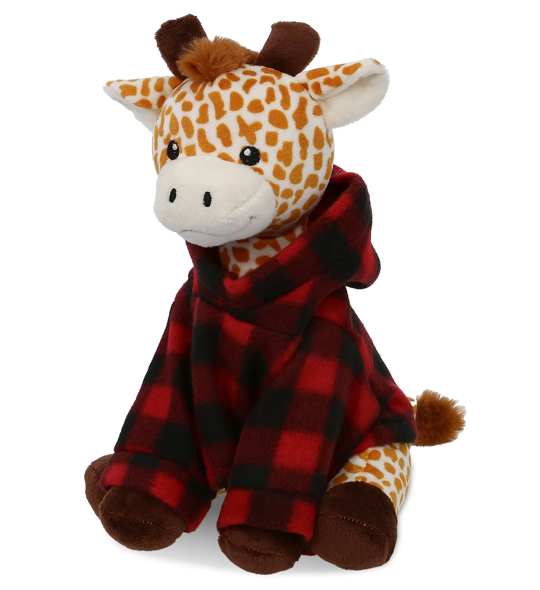 PLUSH - GIRAFFE 10" WITH RED PLAID HOODIE PLUSH - GIRAFFE 10" WITH RED PLAID HOODIE
