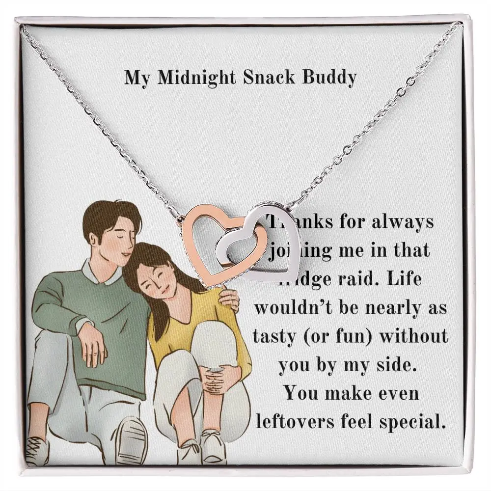 Interlocking Hearts Necklace  funny message card  doodl
