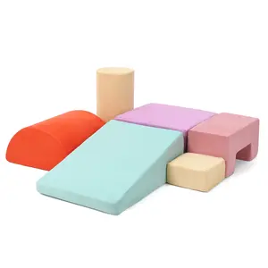 6-Piece Toddler Foam Climbing Blocks PU Leather Indoor Playset Lightweight Safe Climbing Toys