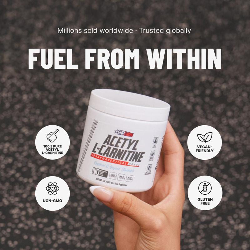 EHPlabs Acetyl L Carnitine Powder 100g  | New Year New Me |  - Supports Natural Energy Production, Naturally Flavored , Supports Healthcare - Carnitine, PCOS - Stack With OxyShred