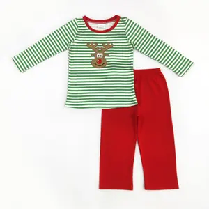 Christmas Stripe Deer Print Pants Boy set