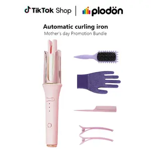 Plodon-Effortless Automatic Hair Curler for Lazy Girl Aesthetic  Pink Ceramic Glaze Wand with 30s Fast Heating & 3 Temp Levels. Say Goodbye to Frizz with Essential Oil Care! Intelligent Anti-Tangle Sensor & Auto Shut-off for Safe, Salon-Ready Waves