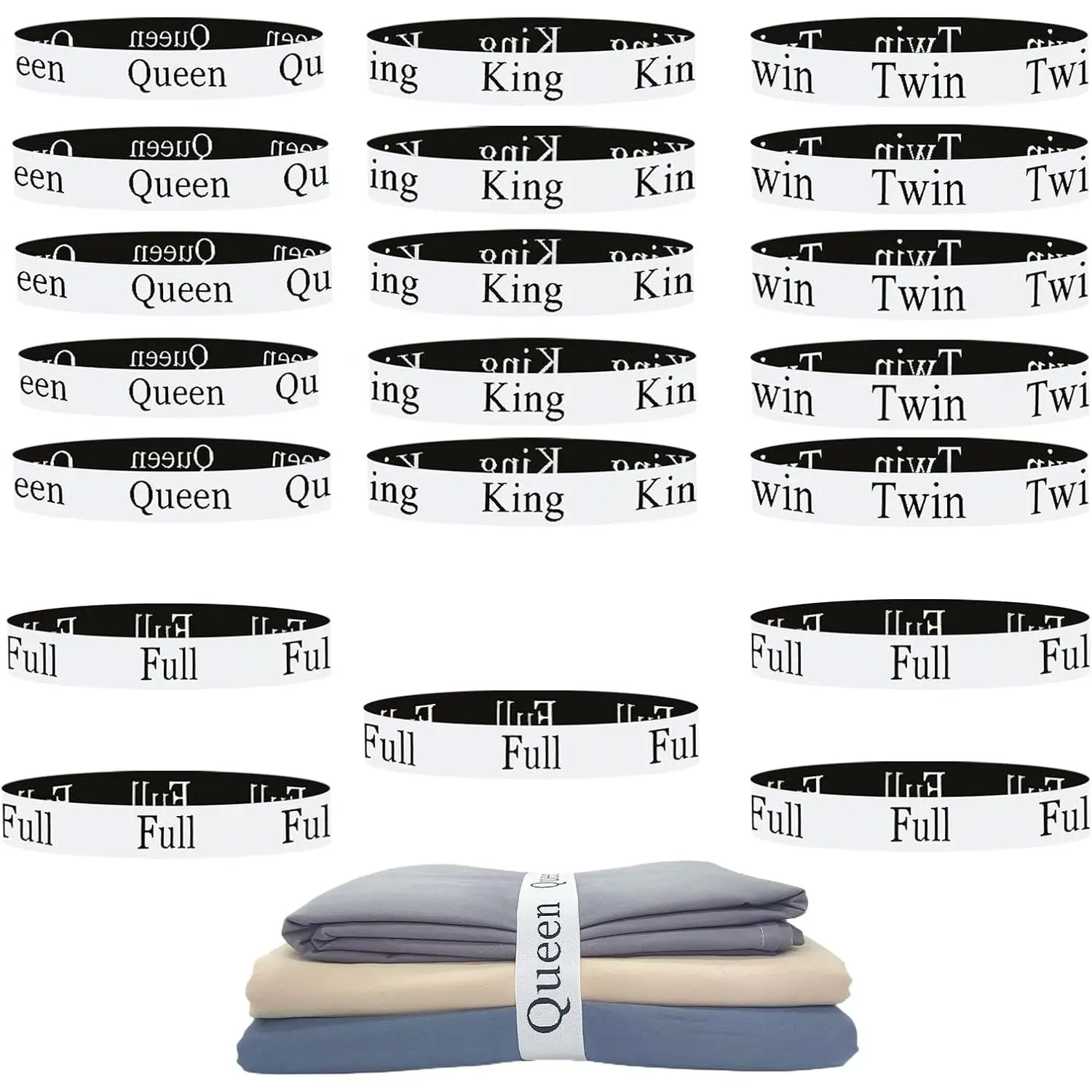 20 count Bed Sheet Organizer Bands, Sheet Organizers and Storage Label Bands, Sheet Label for Bedding, Sheets Organizer for Closet,Sheet Keepers Linen Labels Bedding Bands