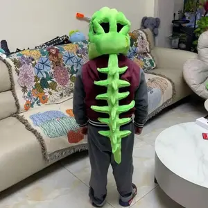 🦕 Plush Dinosaur Skeleton Hat with Long Tail | Stuffed Animal Fossil Headgear | Funny Winter Ski Cap for Adults & Kids (Select Color)