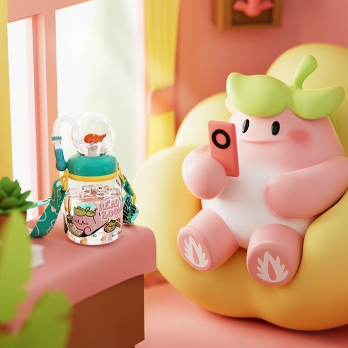 【COMOBEBE】18oz Tritan Sippy Cup – Whale Spray Design, BPA-Free, Spill-Proof, Dishwasher Safe, Fun for everyone Bottle Drinkware