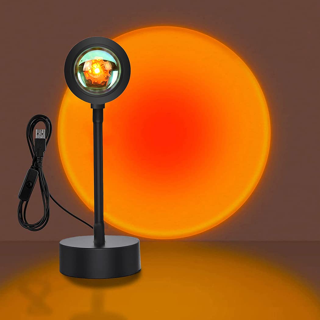 Sunset Lamp Projector Light, Upgraded 180° Rotating 16 RGB Colors Atmosphere Light, sunset moon lamp 4 Modes, Starry Sky Lamp for Bedroom, Couples, Aesthetic Room Decor, Photo Lighting & Gift, Mood lighting Sunset hues, bedroom night light