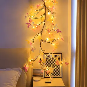 Willow Tree Lantern - Butterfly Style 42/92/138 LEDs 4.8/6.2/7.5 Feet Magic Wall Decorative Lantern - Five Lighting Modes For Indoor Home Wall Decoration, Festival Gifts, Artificial Flowers