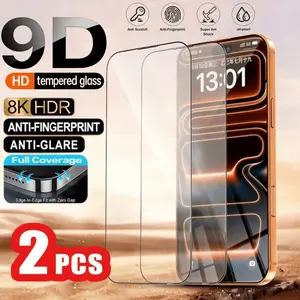 2 Pcs Ultra-High Definition Transparent 9D Tempered Glass Screen Protector, Compatible with iPhone 17 Pro Max/17 Air/16 Series, Full Coverage