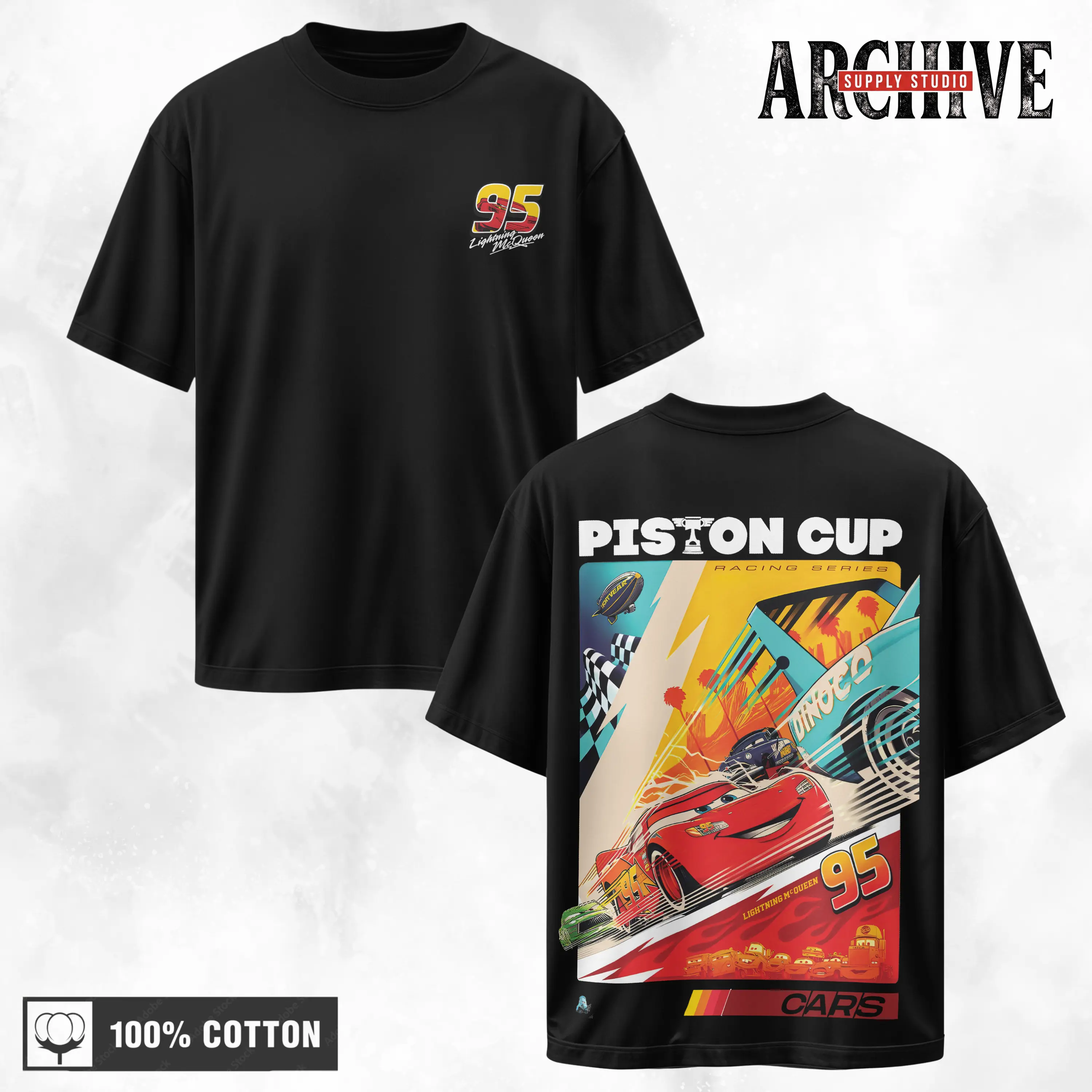 Retro Two Side Cars Movie T-Shirt, Mcqueen and Mater Retro Vintage Unisex Graphic Tee - Top Trendy Y2K Classic Streetwear Racing Style For Fans